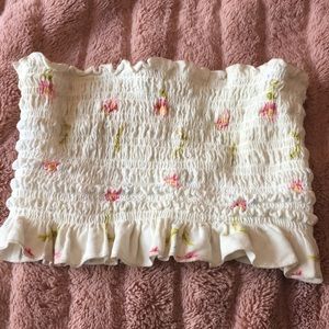 White pink floral tube top!